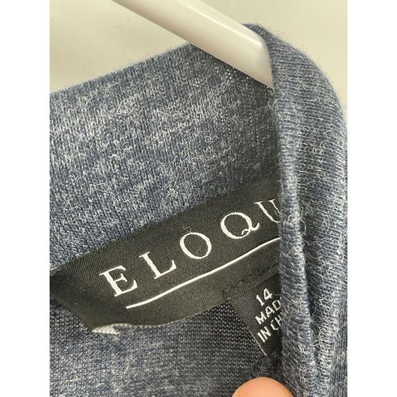 Eloquii Dress Long Sleeve Women 14 Knit Blue Asymmetrical Mock Neck New‎ - Picture 4 of 12